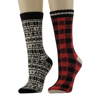 Women's Cuddl Duds® 2 pk Plushfill Snowflake Crew Socks