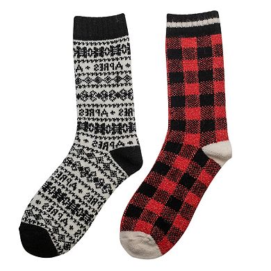 Women's Cuddl Duds® 2-pk. Plushfill Snowflake Crew Socks