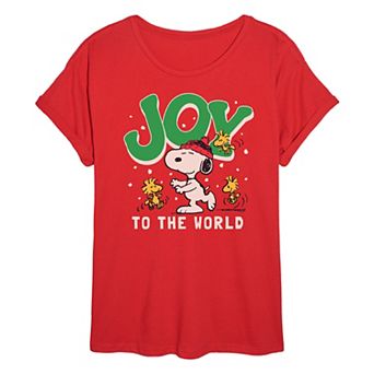 Juniors' Peanuts Joy To The World Oversized Tee