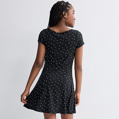Girls 7-20 SO® Short Sleeve Cinch Front Dress in Regular & Plus Size