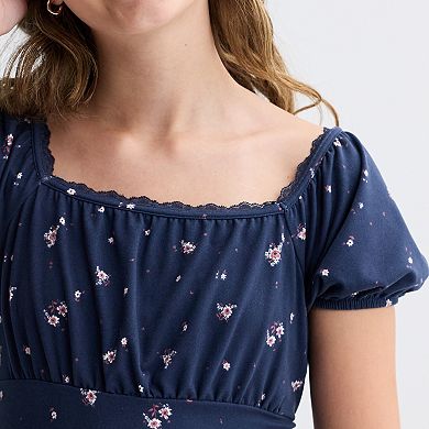 Girls 7-20 SO® Square Neck Lace Trim Dress in Regular & Plus Size