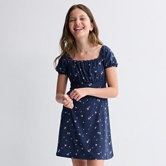 Girls 7-20 SO® Square Neck Lace Trim Dress in Regular & Plus Size