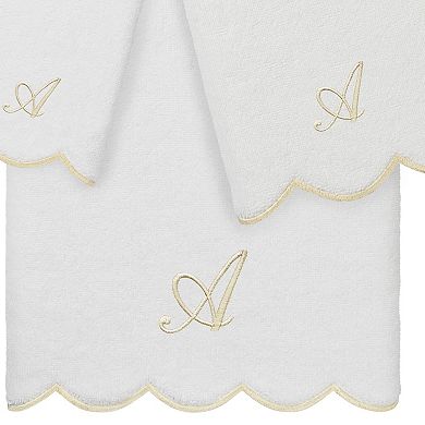 Linum Home Textiles ADORNIA Scallop 3-pc. Personalized Towel Set