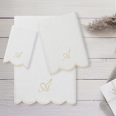 Linum Home Textiles ADORNIA Scallop 3-pc. Personalized Towel Set