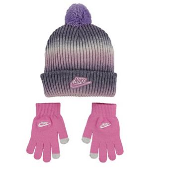 Big Girls Nike Gradient Peak Pom Beanie & Smart Gloves 2 pc Set