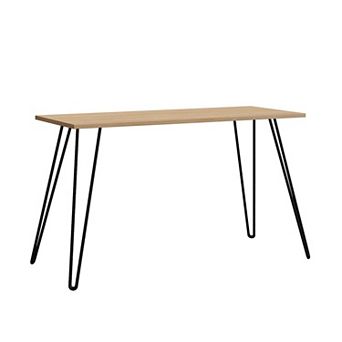Owen Writing Desk in Walnut and Black with Industrial Metal Legs, Engineered Wood Top, 47.6 in L