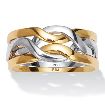 PalmBeach Jewelry 14k Gold-plated and Platinum-plated Two-tone Puzzle Ring