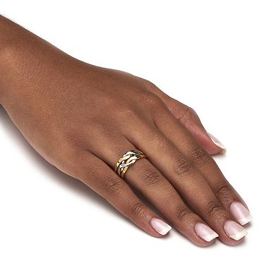 PalmBeach Jewelry 14k Gold-plated and Platinum-plated Two-tone Puzzle Ring