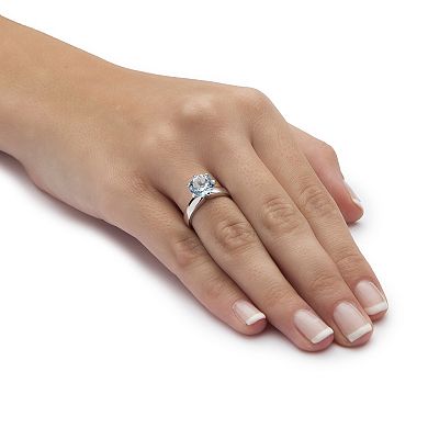 PalmBeach Jewelry 3.80 TCW Round Genuine Blue Topaz Solitaire Ring .925 Sterling Silver
