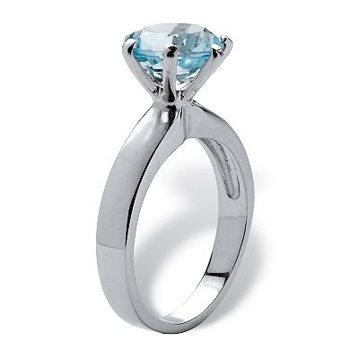 PalmBeach Jewelry 3.80 TCW Round Genuine Blue Topaz Solitaire Ring .925 Sterling Silver