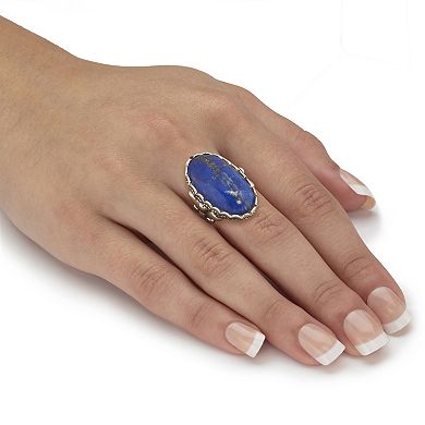 PalmBeach Jewelry Oval Shaped Genuine Blue Lapis Sterling Silver Ring