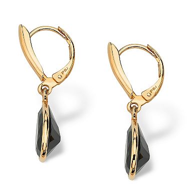 PalmBech Jewelry Pear-Shaped Genuine Onyx Yellow Gold-Plated Drop Earrings