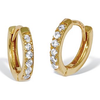 PalmBeach Jewelry Round Crystal Goldtone Hoop Earrings, 12mm