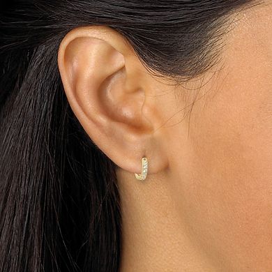PalmBeach Jewelry Round Crystal Goldtone Hoop Earrings, 12mm