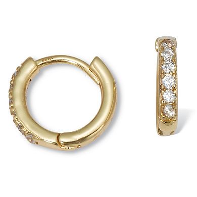 PalmBeach Jewelry Round Crystal Goldtone Hoop Earrings, 12mm