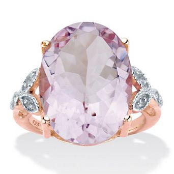 PalmBeach Jewelry 10.93 ct w. Oval Pink Amethyst and White Topaz 14k Rose Gold-plated Silver Ring