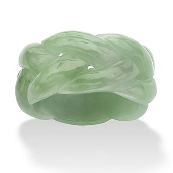 PalmBeach Jewelry Genuine Green Jade Braided Eternity Ring