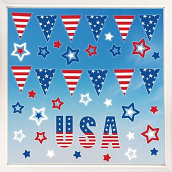 Big Dot of Happiness Stars & Stripes Window Clings, Reusable Patriotic Decals July 4th Static Clings