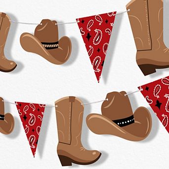 Big Dot of Happiness Western Hoedown Garland Banner, Wild West Cowboy Party Decorations Banner
