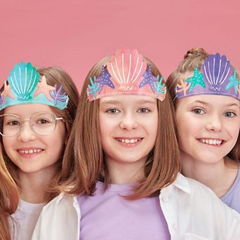 Big Dot of Happiness Mermaid Party Paper Crowns, Colorful Under the Sea Party Headbands