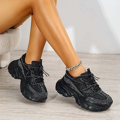 Rosa Rhinestone Mesh Sneakers