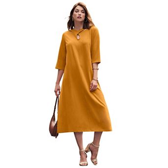 Jessica London Women's Plus Size Keyhole A-Line T-Shirt Dress