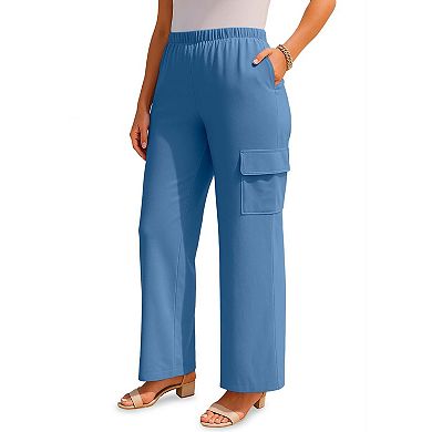 Roaman's Women's Plus Size Soft Knit Cargo Pants