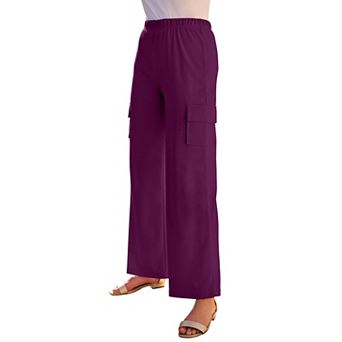 Roaman's Women's Plus Size Soft Knit Cargo Pants