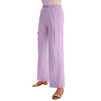 Roaman's Women's Plus Size Soft Knit Cargo Pants