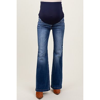 Maternity Blue Washed Maternity Flare Jeans