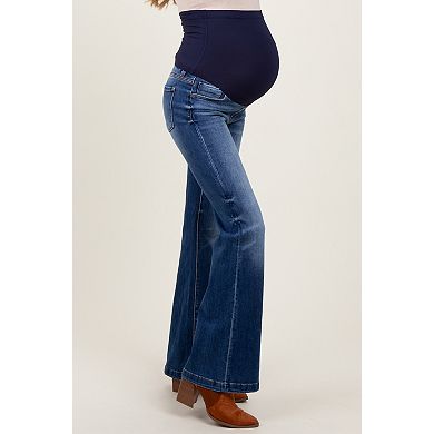 Maternity Blue Washed Maternity Flare Jeans