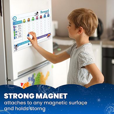 QUOKKA Reward Magnetic Chart For Kids Behaviour & Chores - Boys Edition - Dry & Erase