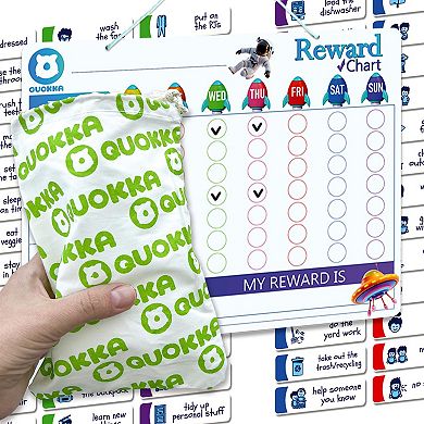 QUOKKA Reward Magnetic Chart For Kids Behaviour & Chores - Boys Edition - Dry & Erase