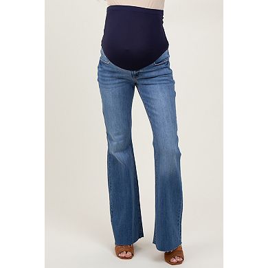 Maternity Raw Cut Hem Flare Maternity Jeans