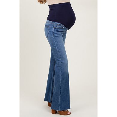 Maternity Raw Cut Hem Flare Maternity Jeans