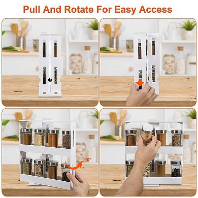 Swivel Cabinet Organizer Revolving Spice Rack for Kitchen Condiments