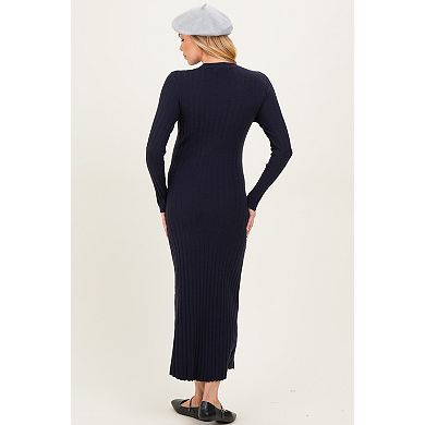 Maternity Ribbed Knit Fitted Midi Sweater Dress