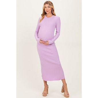 Maternity Ribbed Knit Fitted Midi Sweater Dress