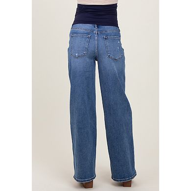 Maternity Washed Wide Leg Maternity Jeans
