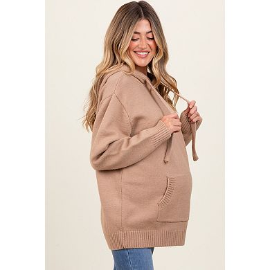 Maternity Knit Front Pocket Hooded Sweater
