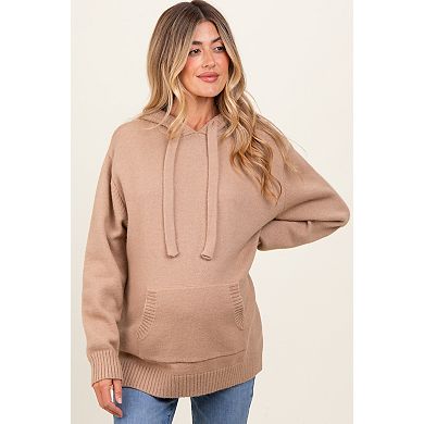 Maternity Knit Front Pocket Hooded Sweater