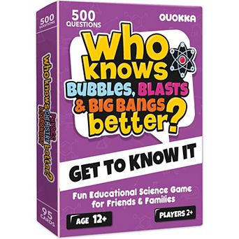QUOKKA Who Knows Chemistry Physics Astronomy Better? STEM Board Game for Kids 8-12 - 500+ Cards