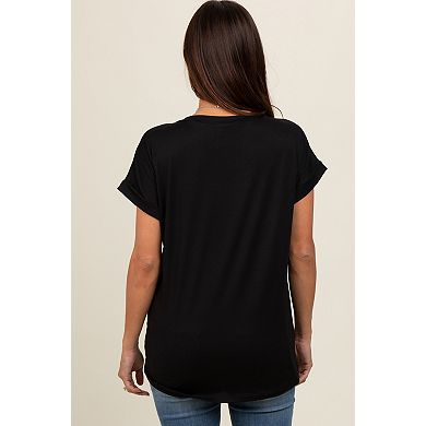 Maternity V-Neck Pocket Short Sleeve Shirt