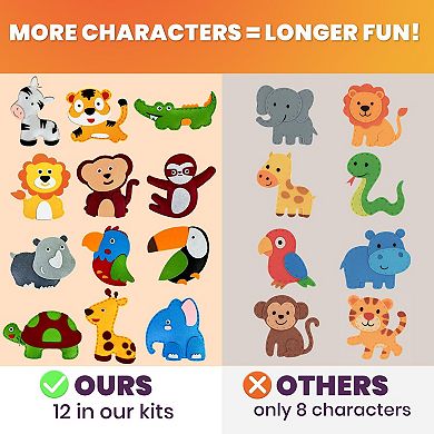 QUOKKA Crafts DIY Beginner Needle & Thread Kit - 12 Safari Animals Sewing Kit for Kids 7-10 Years