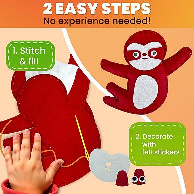 QUOKKA Crafts DIY Beginner Needle & Thread Kit - 12 Safari Animals Sewing Kit for Kids 7-10 Years