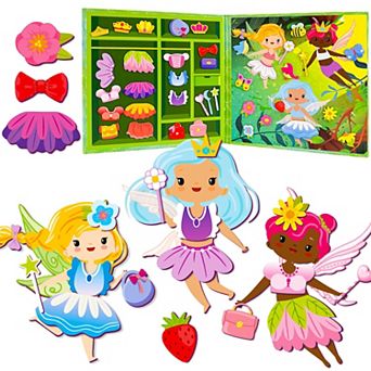 QUOKKA Magnetic Dress-Up Dolls Fairy-Themed Magnetic Play Set with 35 pc for Kids Ages 3+