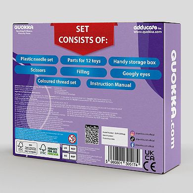 QUOKKA Crafts DIY Beginner Needle & Thread Kit - 12 Bugs & Insects Sewing Kit for Kids 7-10 Years