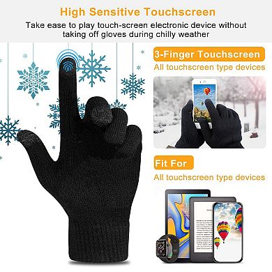 Touchscreen Winter Gloves Unisex Knit, Warm & Windproof