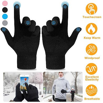 Touchscreen Winter Gloves Unisex Knit, Warm & Windproof