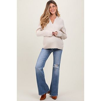 Maternity Distressed Knee Flare Maternity Jeans